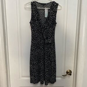 Chic Black and White Polka Dot Midi Dress